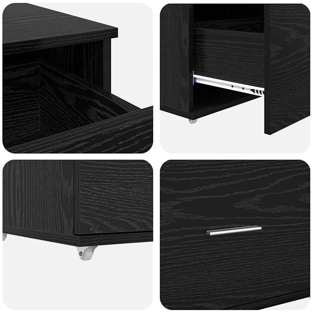 Ormar s ladicama s kotačem Crni hrast 55 x 45 x 31 cm