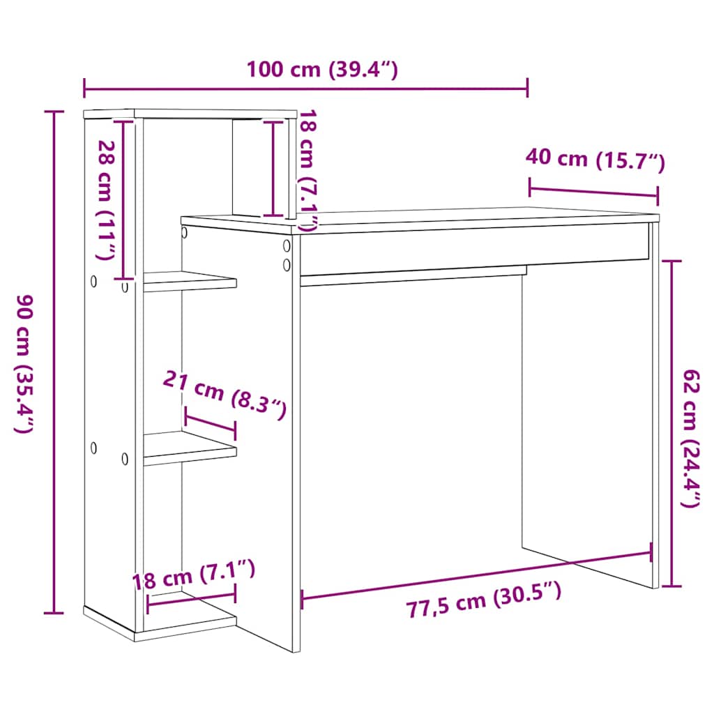 Stol s policom Bijelo 100 x 40 x 90 cm Konstruirano drvo