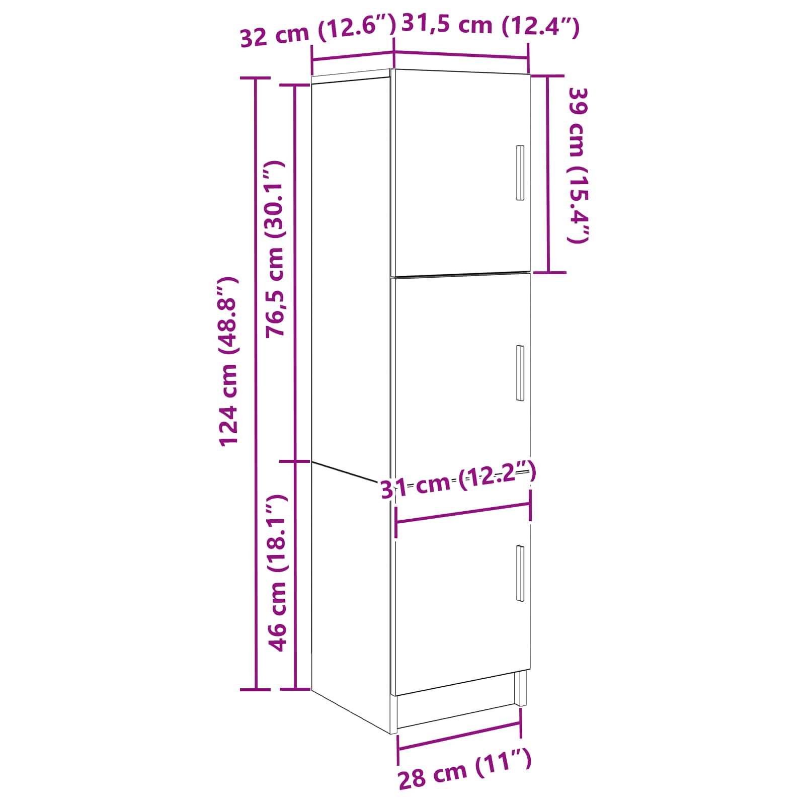 Highboard Dimljeni hrast 31.5 x 32 x 122.5 cm