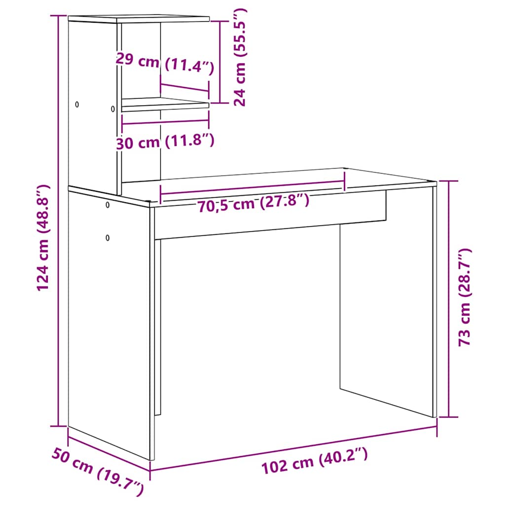 Stol s policom Siva Sonoma 102 x 50 x 124 cm Konstruirano drvo
