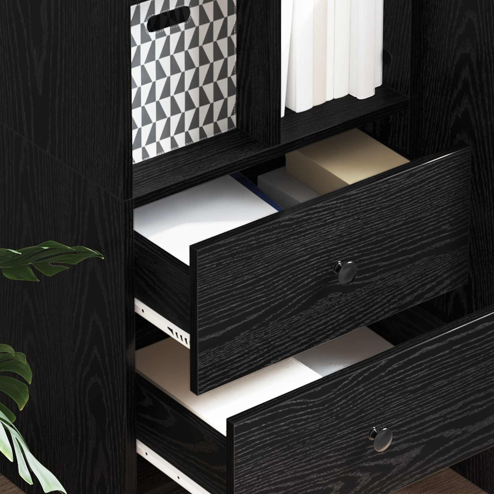 Highboard s ladicama Crni hrast 45,5 x 34 x 127 cm