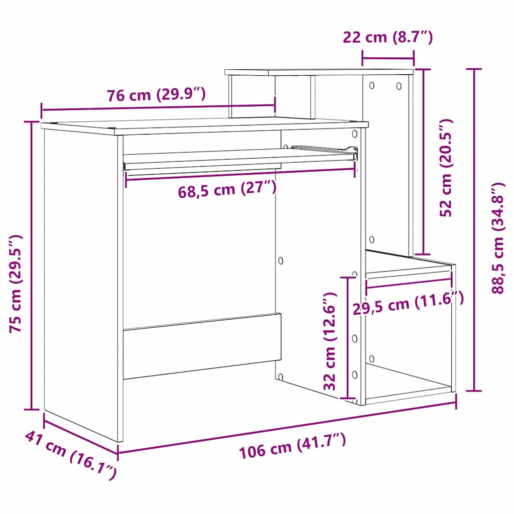 Stol Umjetnički hrast 106 x 41 x 88.5 cm Konstruirano drvo