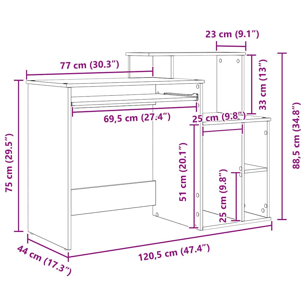 Stol Siva Sonoma 120,5 x 44 x 88,5 cm Konstruirano drvo
