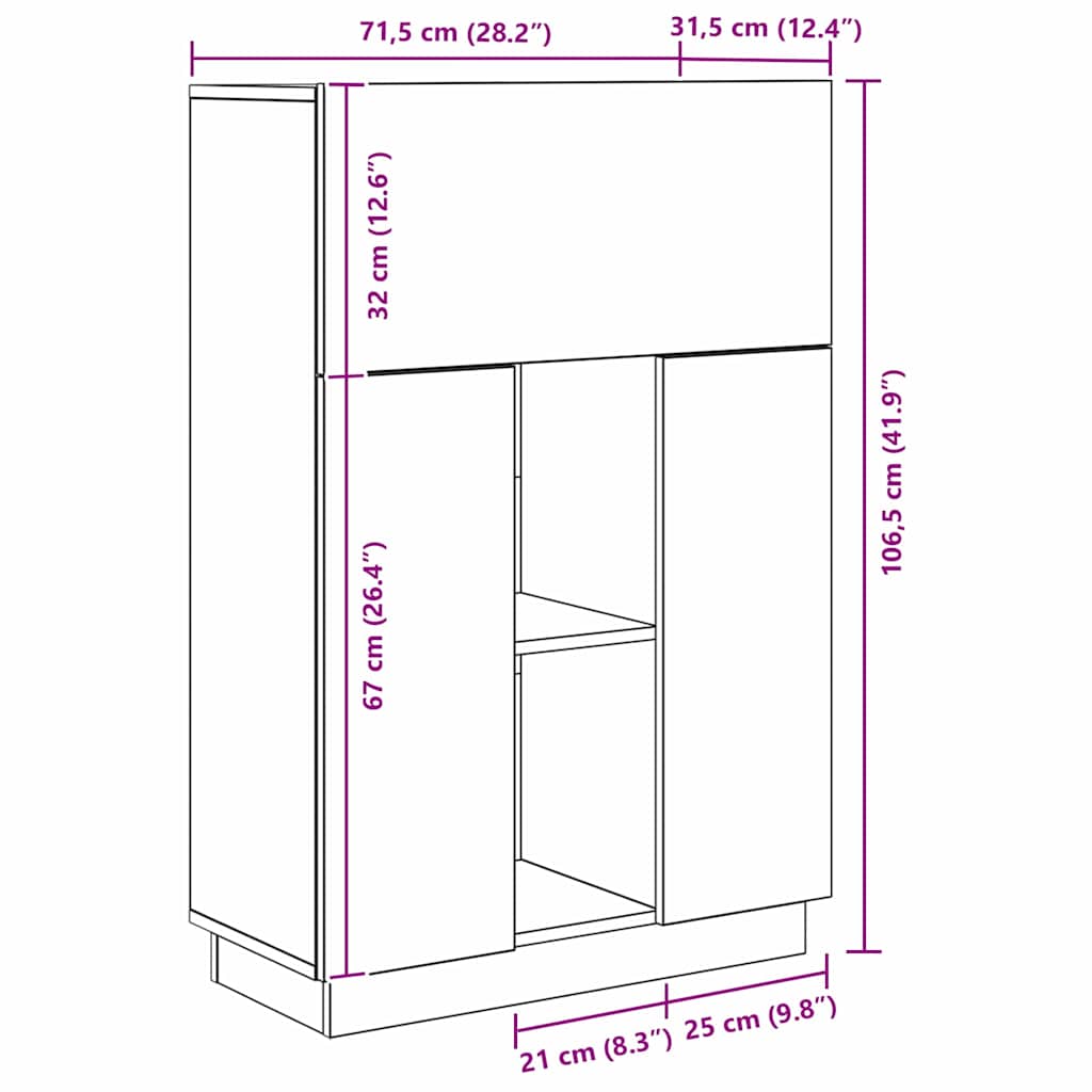 Stol Sonoma hrast 71.5 x 31.5 x 106.5 cm Konstruirano drvo