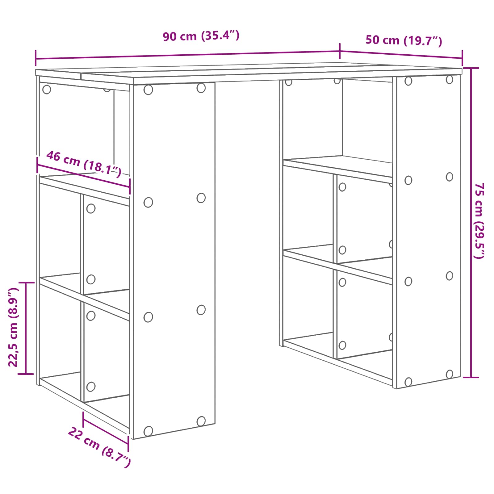 Stol s policom Bijelo 90 x 50 x 75 cm Konstruirano drvo