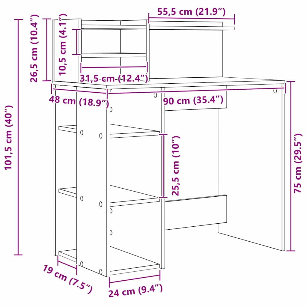 Stol Sonoma hrast 90 x 48 x 101,5 cm Konstruirano drvo