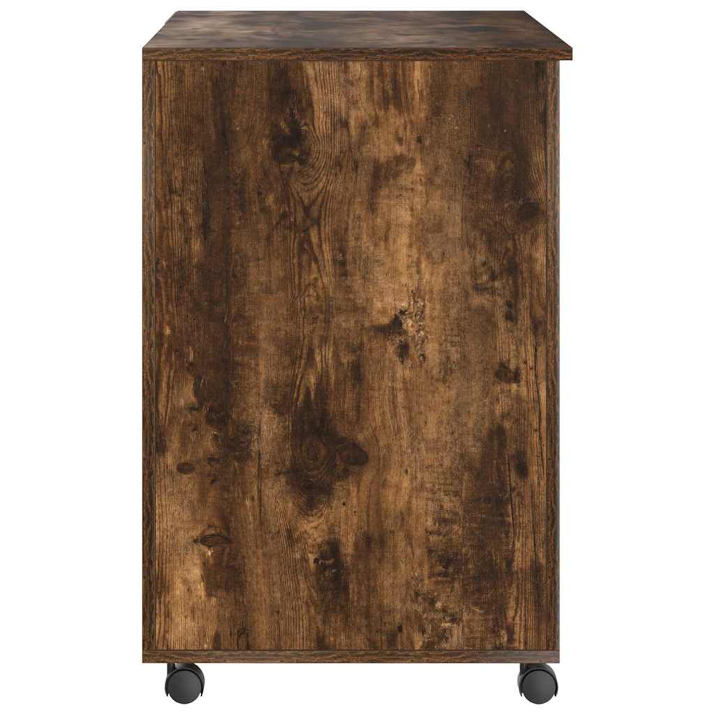 Stol s kotačićima s ladicama Dimljeni hrast 91 x 50 x 77 cm