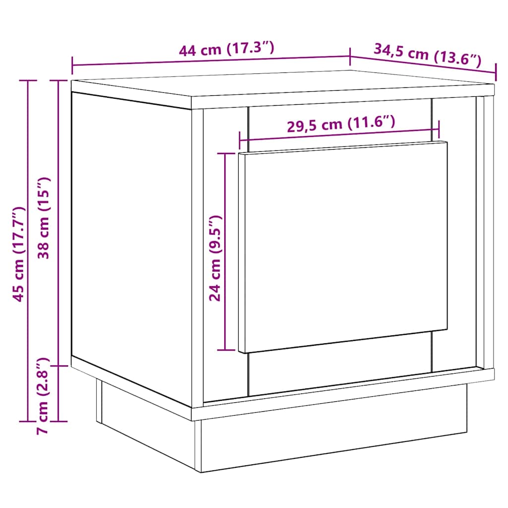 Noćni ormar Siva 44 x 34,5 x 45 cm Konstruirano drvo