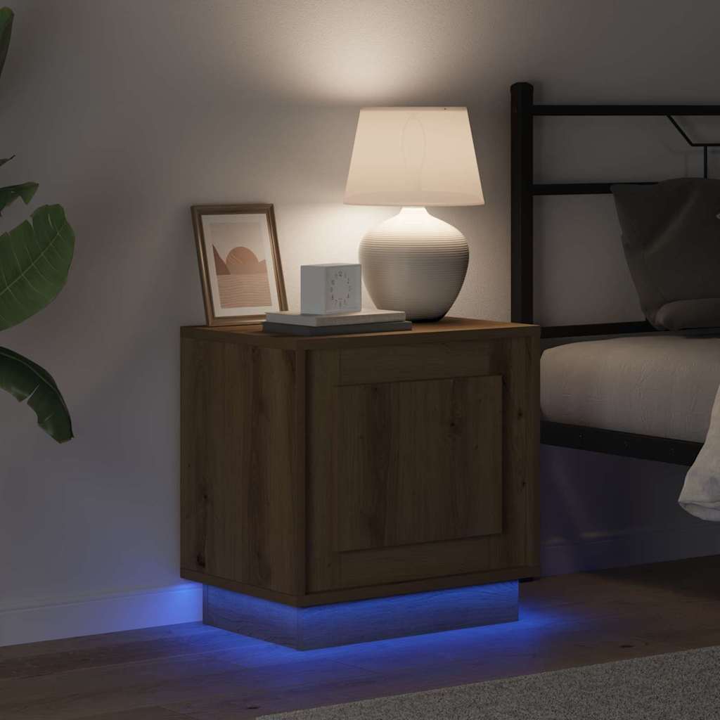 Noćni ormar S LED lampica Umjetnički hrast 44 x 34,5 x 45 cm