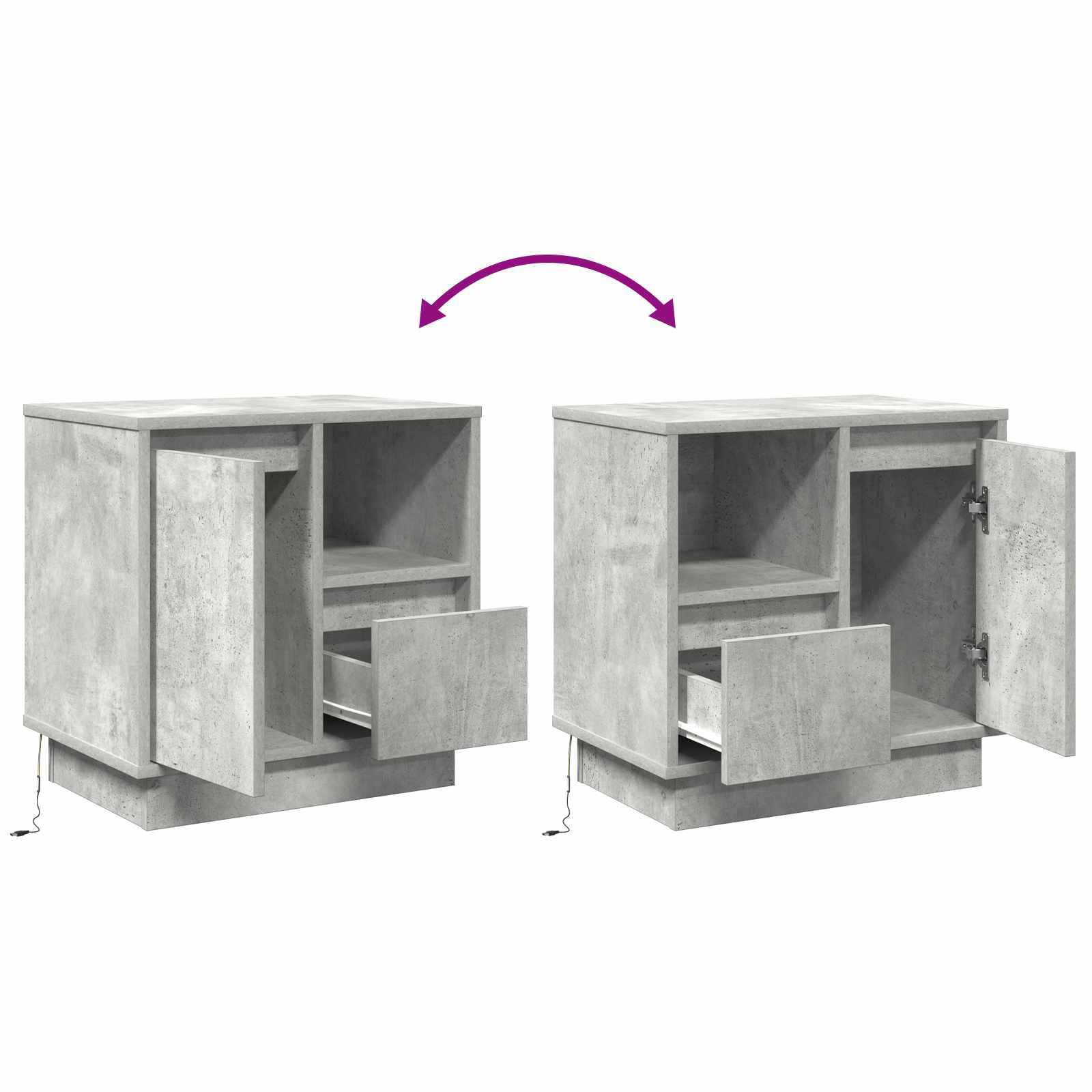 Noćni ormar s ladicama 2 pcs Betonski sivi 50 x 34,5 x 50 cm.