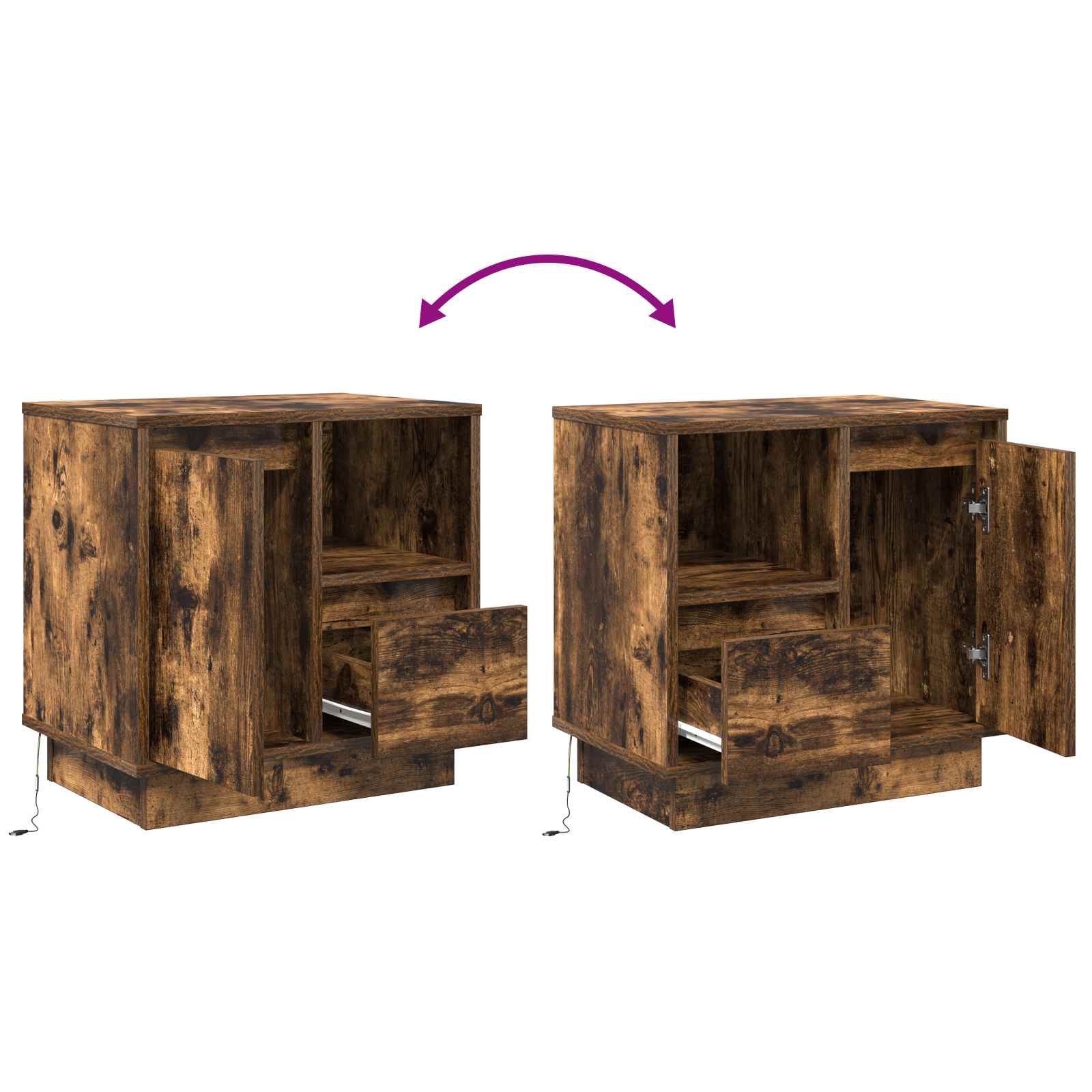 Noćni ormar s ladicama 2 pcs Dimljeni hrast 50 x 34,5 x 50 cm.