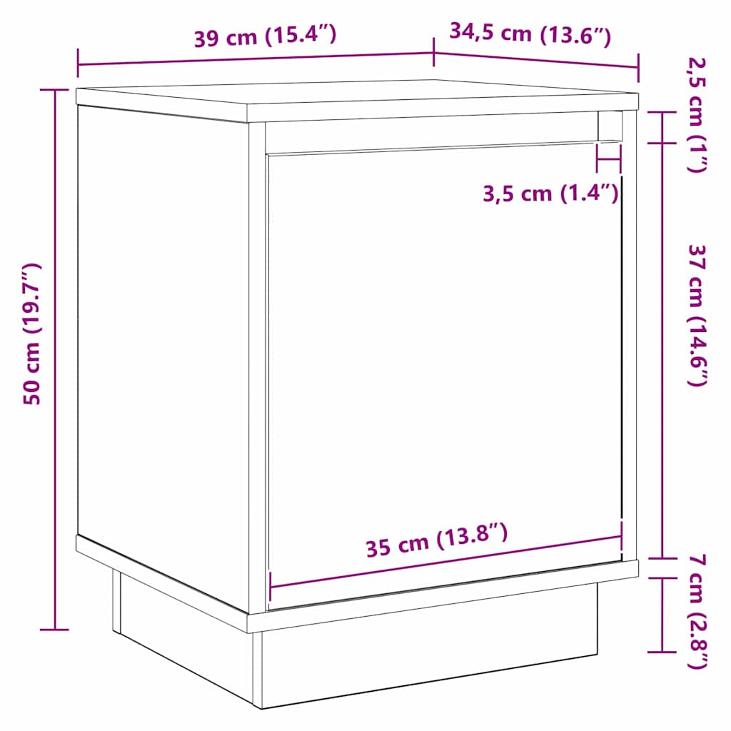 Noćni ormar Siva 39 x 34,5 x 50 cm Konstruirano drvo