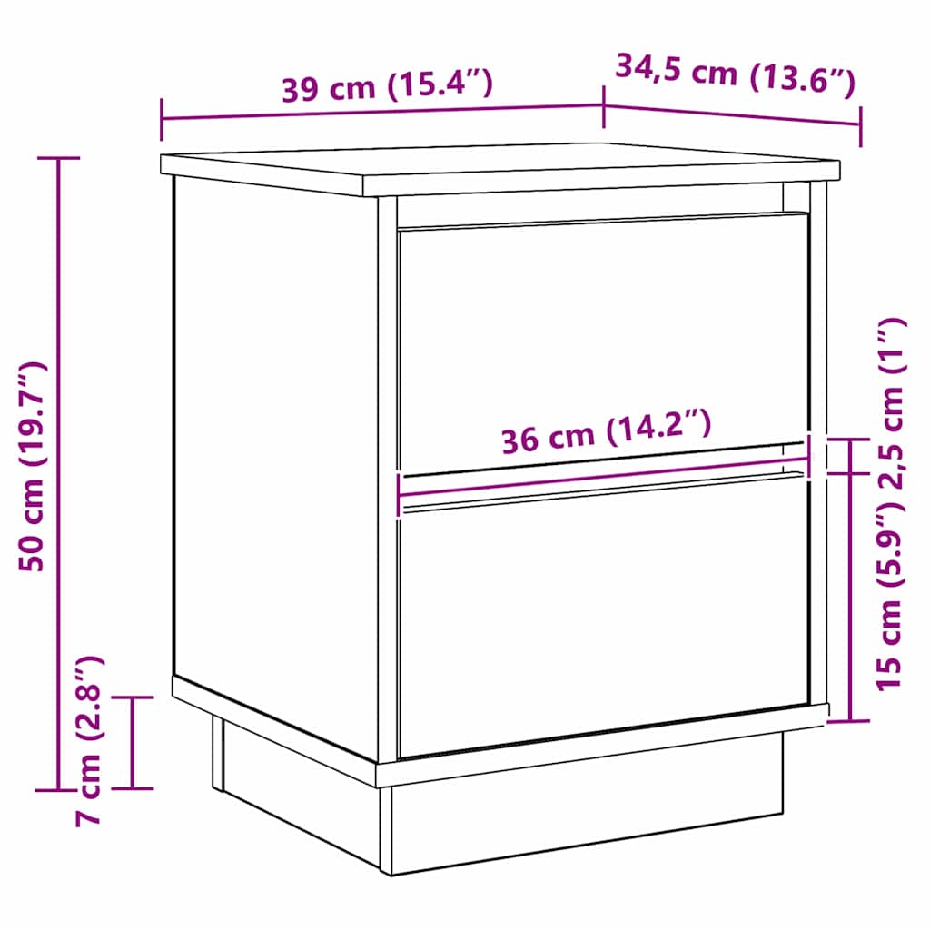 Noćni ormar Dimljeni hrast 39 x 34,5 x 50 cm Konstruirano drvo