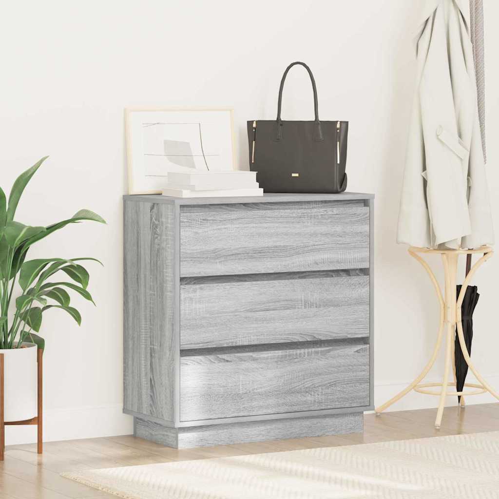 Noćni ormar s ladicama Siva 71 x 34,5 x 75 cm Konstruirano drvo