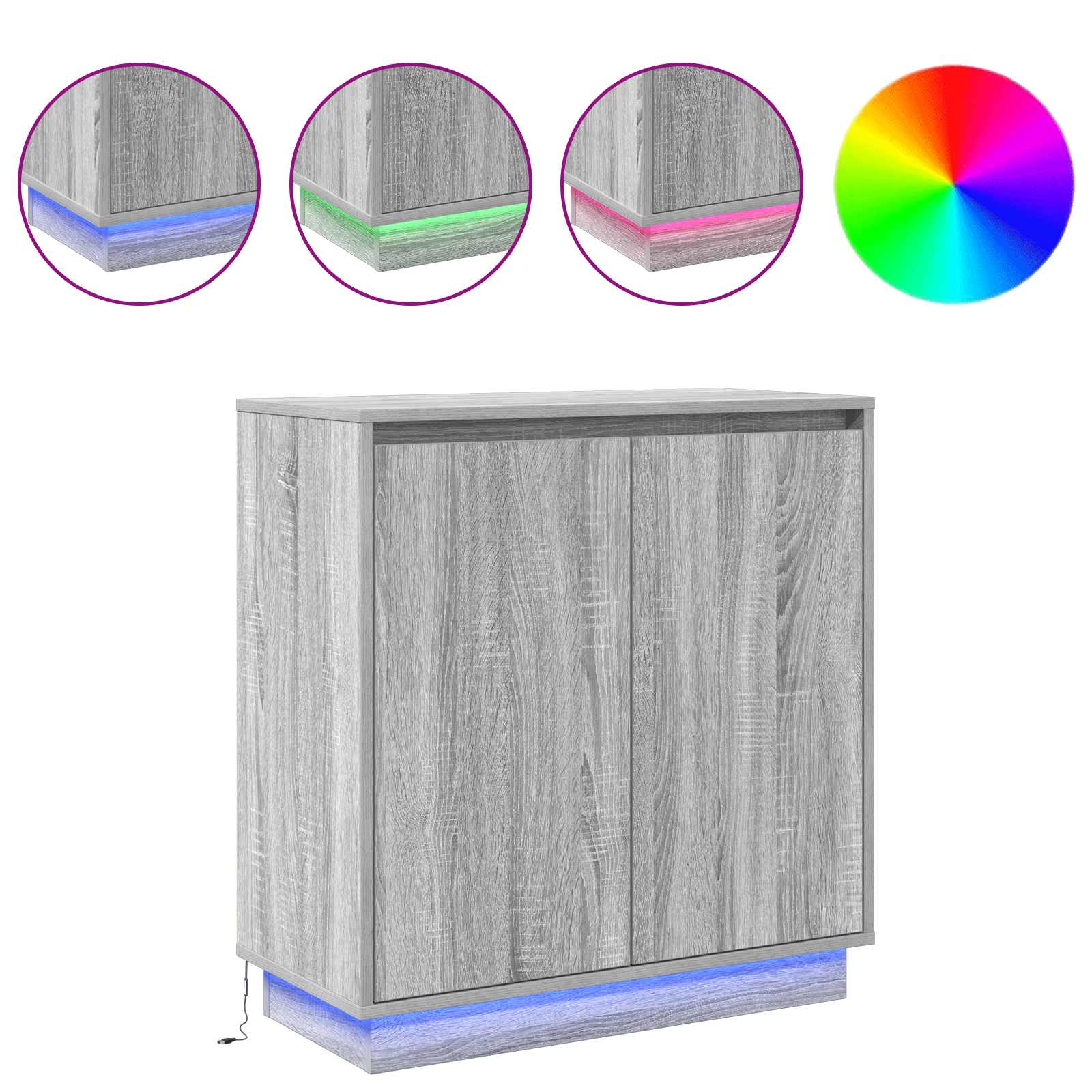 LED komoda za Siva sonoma 71 x 34,5 x 75 cm Konstruirano drvo