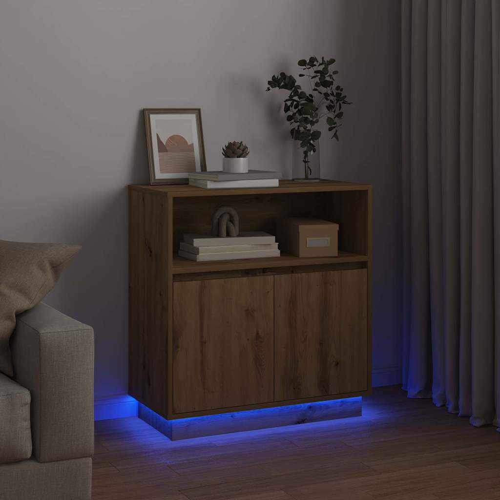 LED komoda Umjetnički hrast 71 x 34,5 x 75 cm Konstruirano drvo