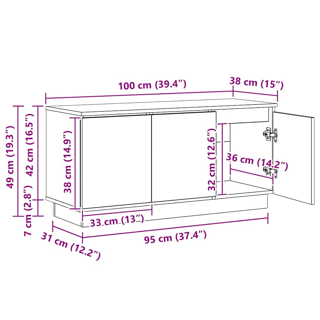 TV ormar Betonski sivi 100 x 38 x 49 cm Konstruirano drvo