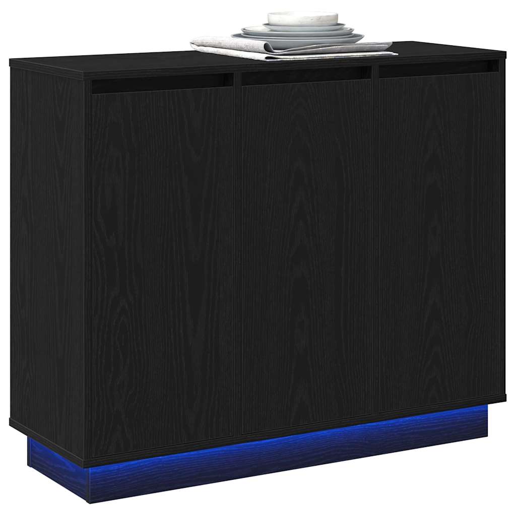 LED komoda Crni hrast 90 x 32 x 75 cm Konstruirano drvo
