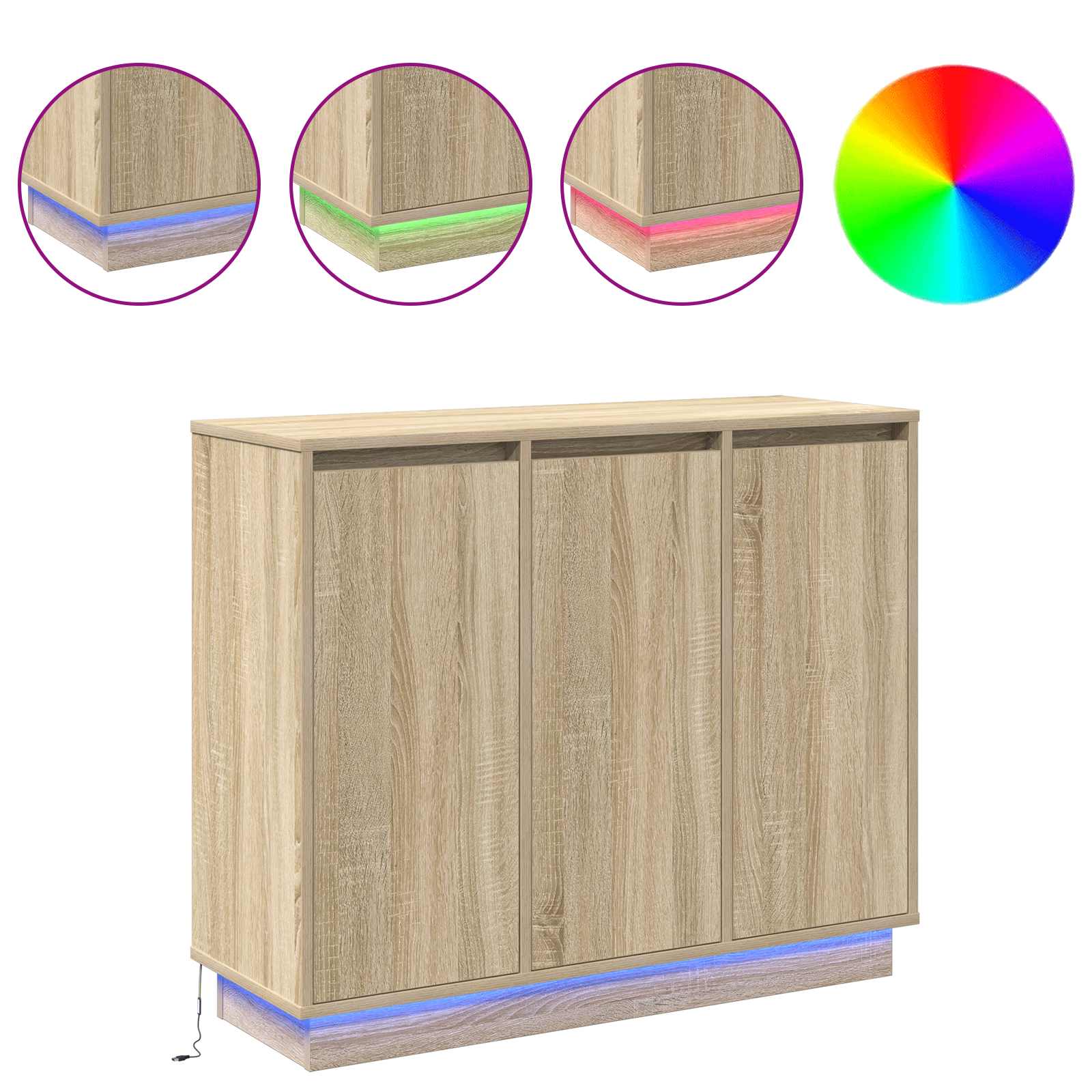 LED komoda Sonoma hrast 90 x 32 x 75 cm Konstruirano drvo