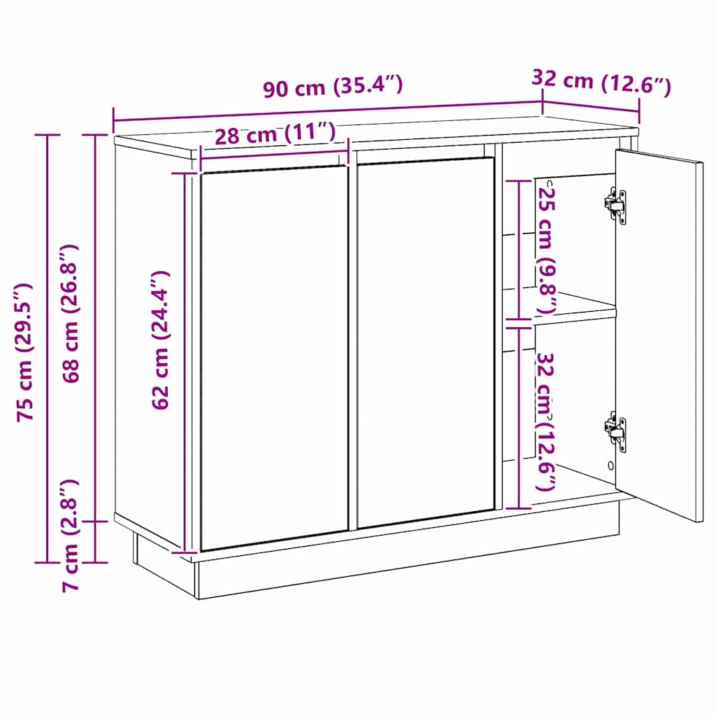 LED komoda Staro drvo 90 x 32 x 75 cm Konstruirano drvo