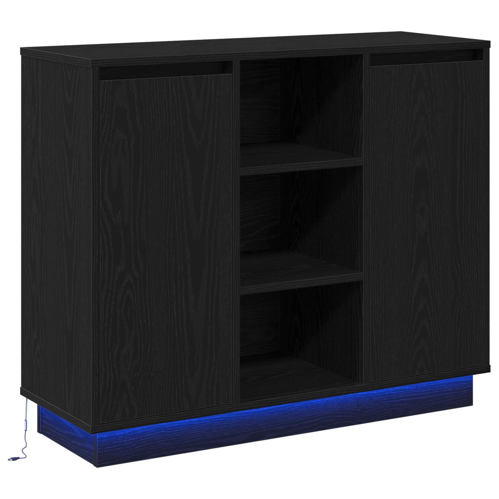 LED komoda Crni hrast 90 x 32 x 75 cm Konstruirano drvo