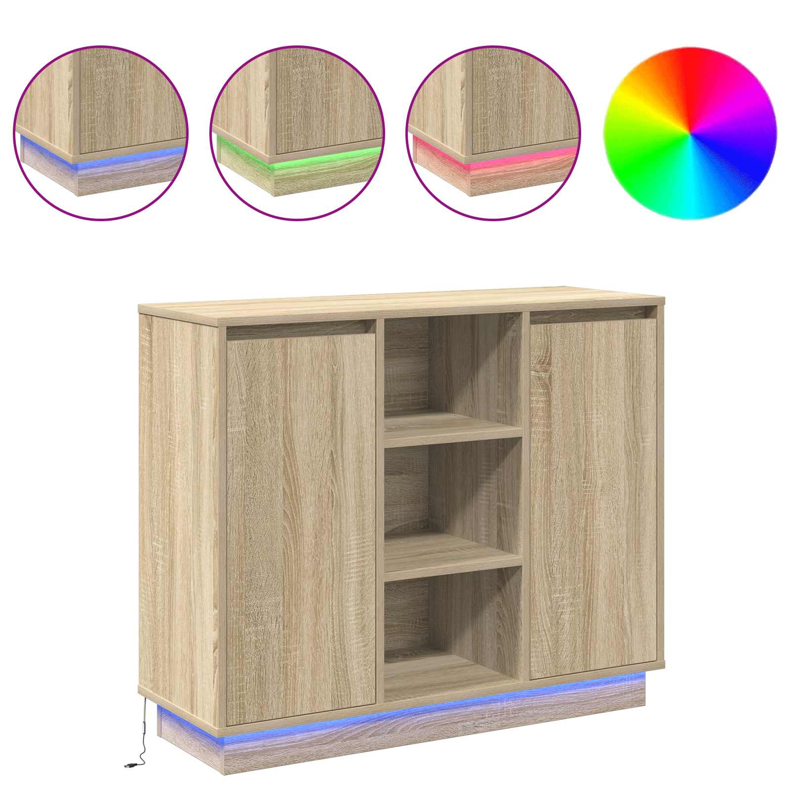 LED komoda Sonoma hrast 90 x 32 x 75 cm Konstruirano drvo