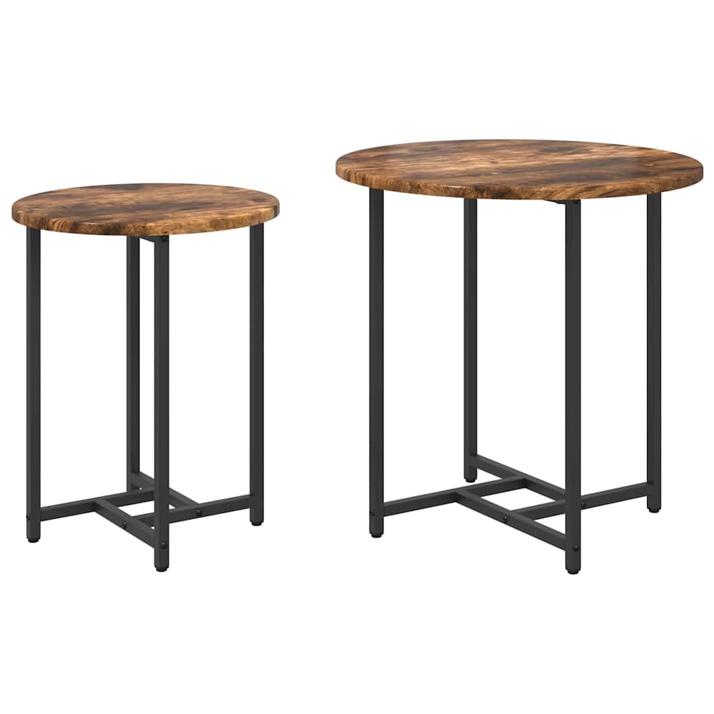 Set pomoćnih stolića 2 pcs Dimnjeni hrast i crna