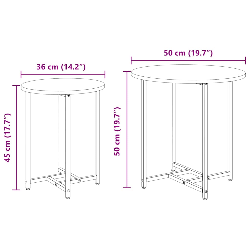 Set pomoćnih stolića 2 pcs Dimnjeni hrast i crna