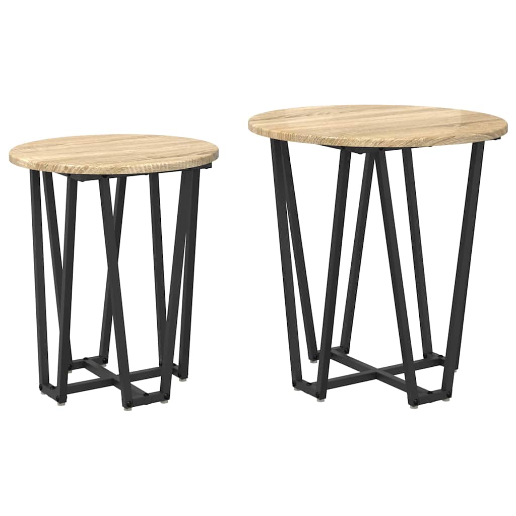 Set pomoćnih stolića 2 pcs Sonoma hrast i crna