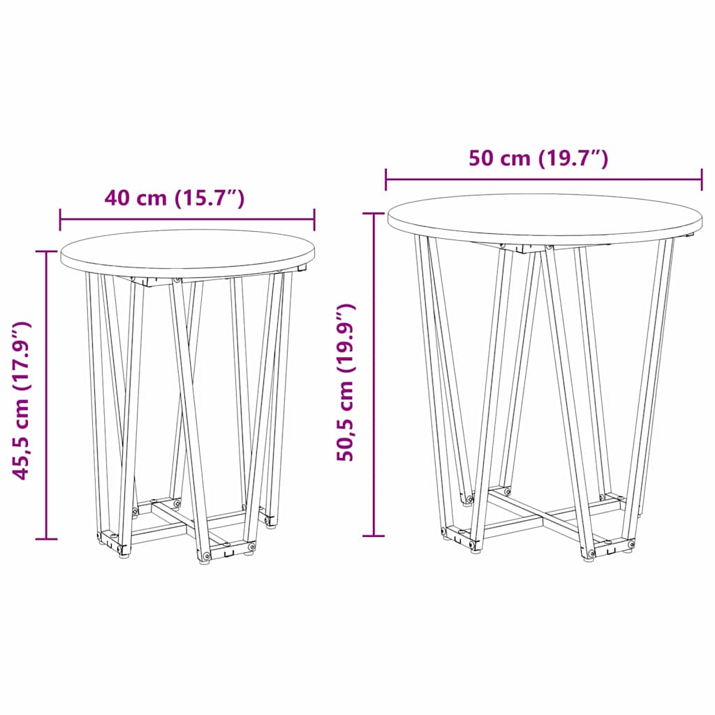 Set pomoćnih stolića 2 pcs Dimnjeni hrast i crna