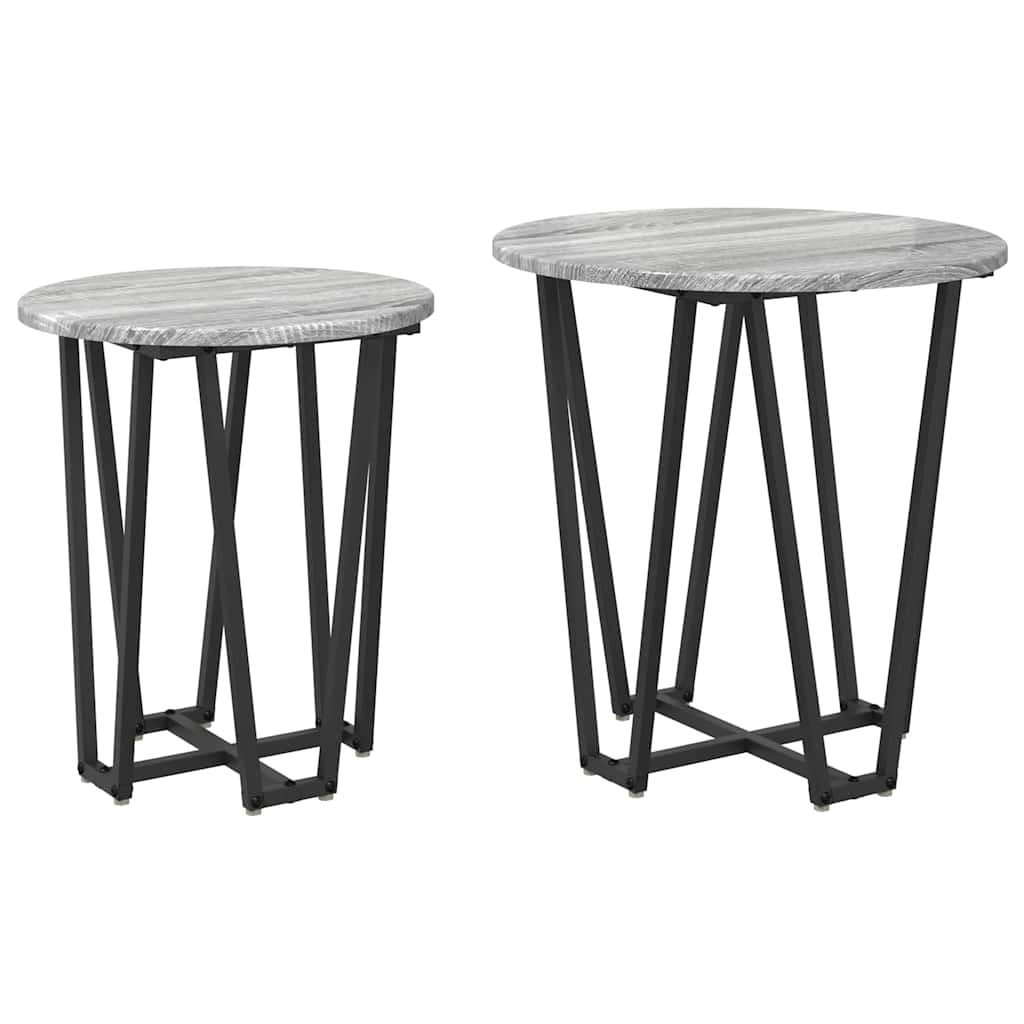 Set pomoćnih stolića 2 pcs Siva Sonoma i crna