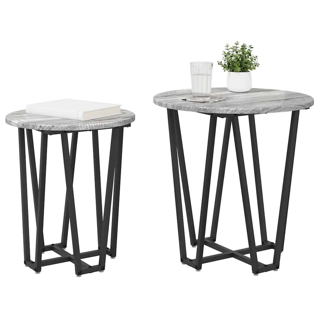 Set pomoćnih stolića 2 pcs Siva Sonoma i crna