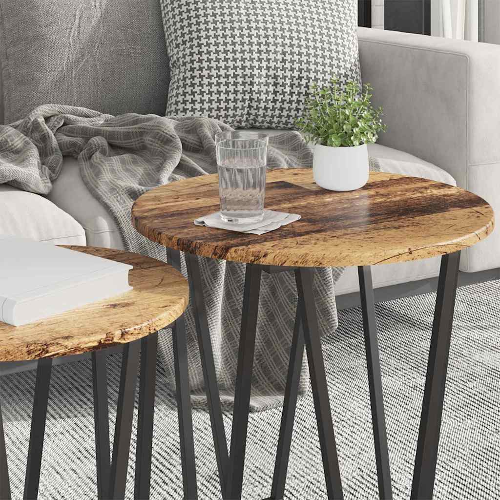 Set pomoćnih stolića 2 pcs Stari drvo i crna