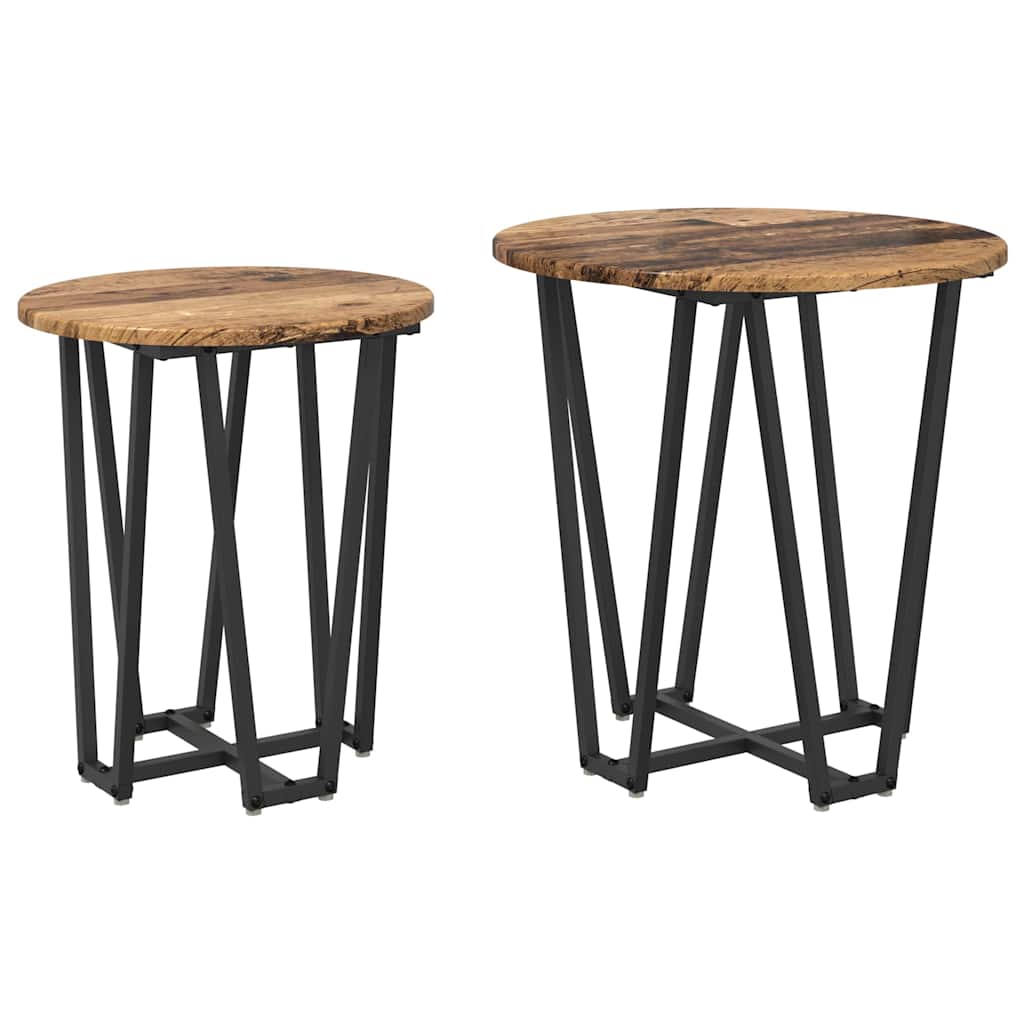 Set pomoćnih stolića 2 pcs Stari drvo i crna