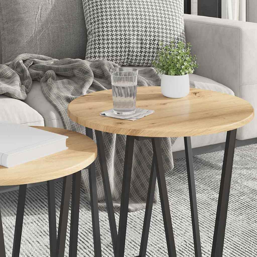 Set pomoćnih stolića 2 pcs Umjetnički hrast i crna