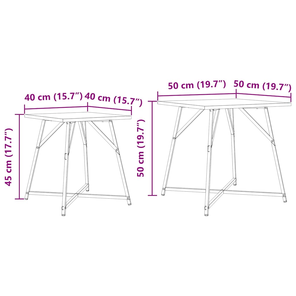Set pomoćnih stolića 2 pcs Sonoma hrast i crna