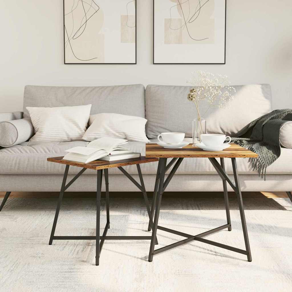 Set pomoćnih stolića 2 pcs Stari drvo i crna