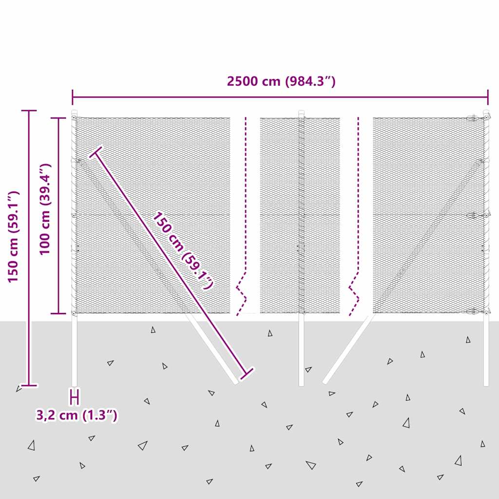 Sukladni osnovni dodatak za hexagonalnu ogradu 25 x 1 m Mreža