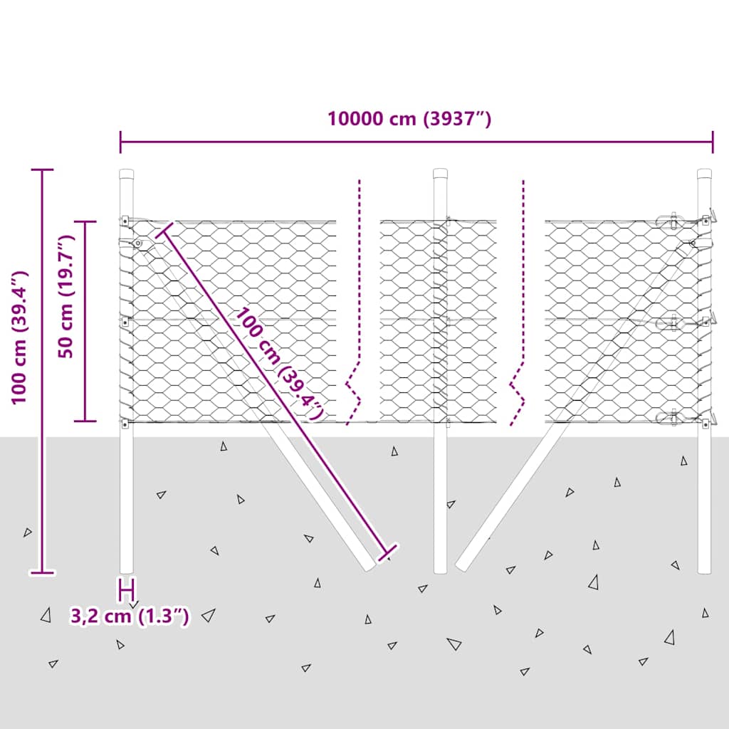 Temeljna zavarena žičana ograda 100 x 0,5 m (Š x V)