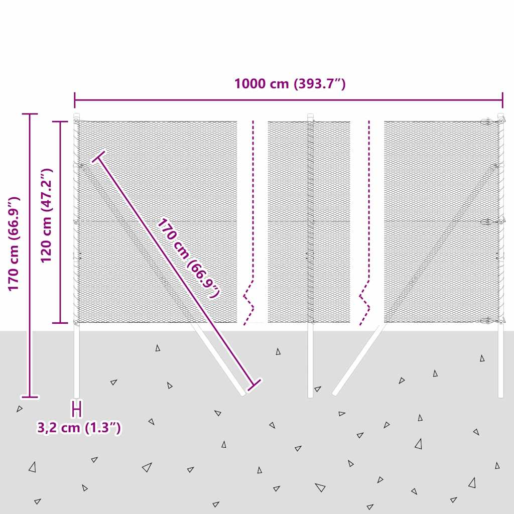 Sukladni osnovni dodatak za hexagonalnu ogradu 10 x 1,2 m Siva