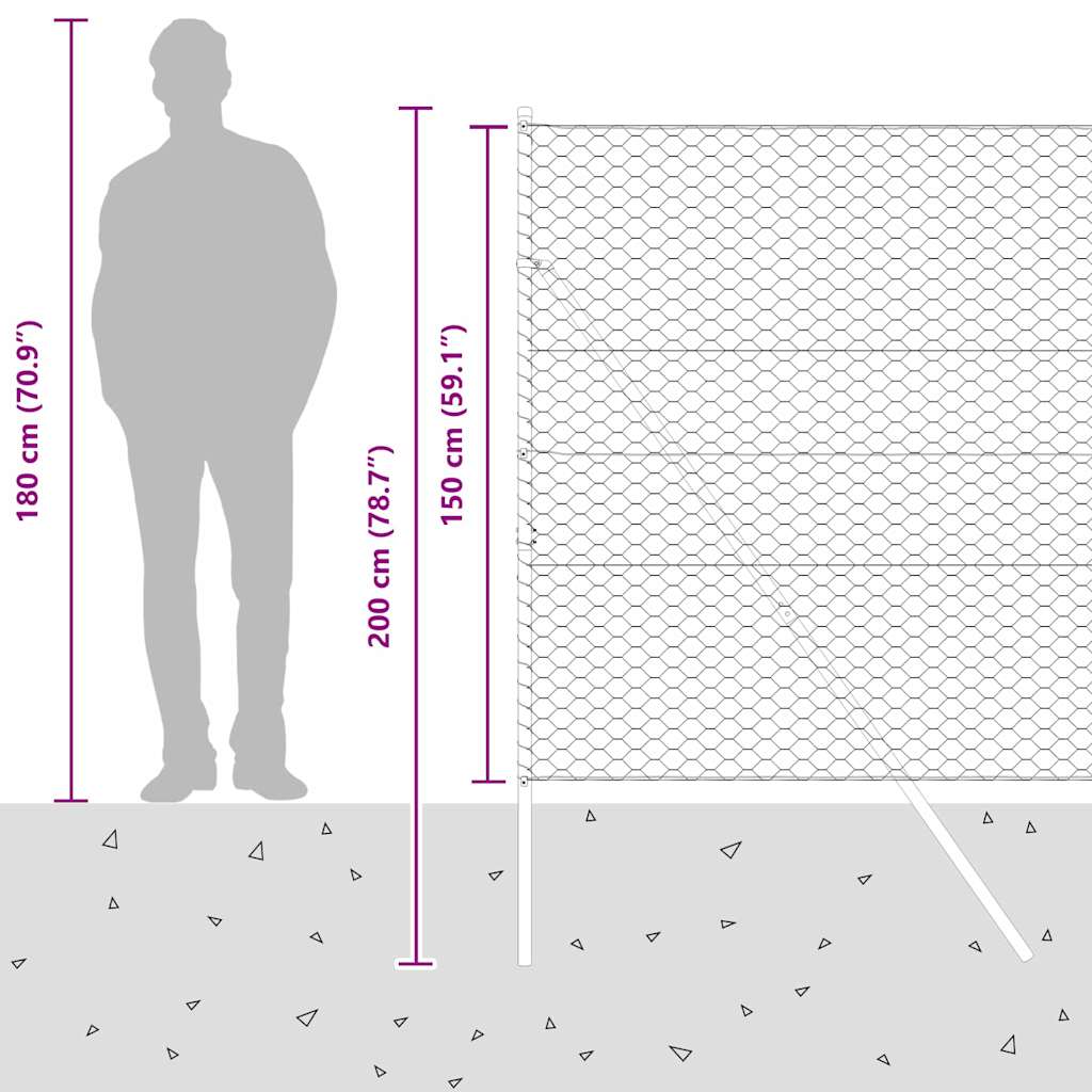 Sukladni osnovni dodatak za hexagonalnu ogradu 25 x 1,5 m Siva