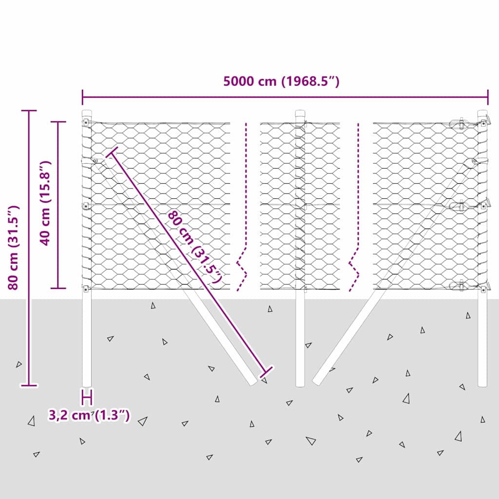 Sukladni osnovni dodatak za hexagonalnu ogradu 50 x 0,4 m Siva