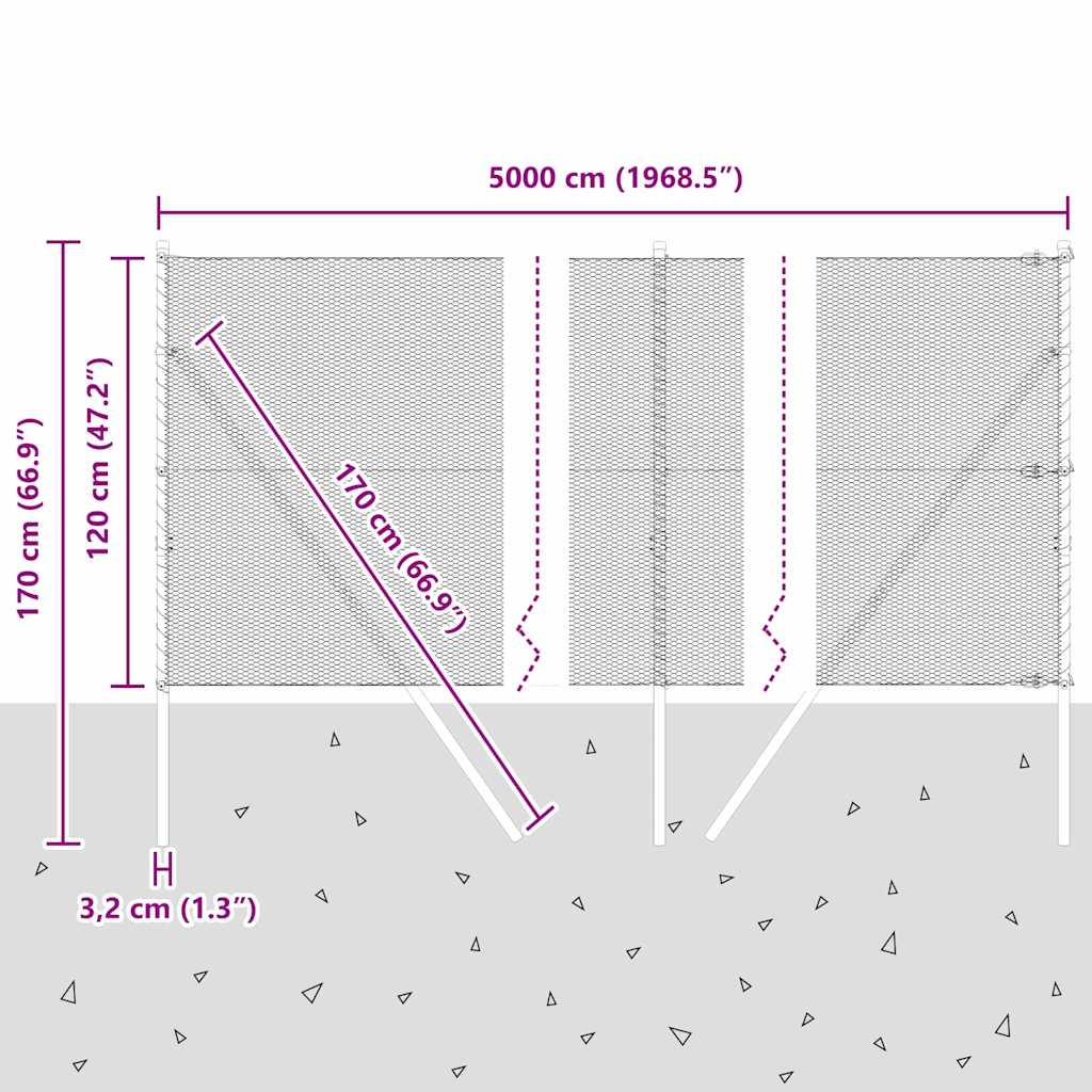Sukladni osnovni dodatak za hexagonalnu ogradu 50 x 1,2 m Siva