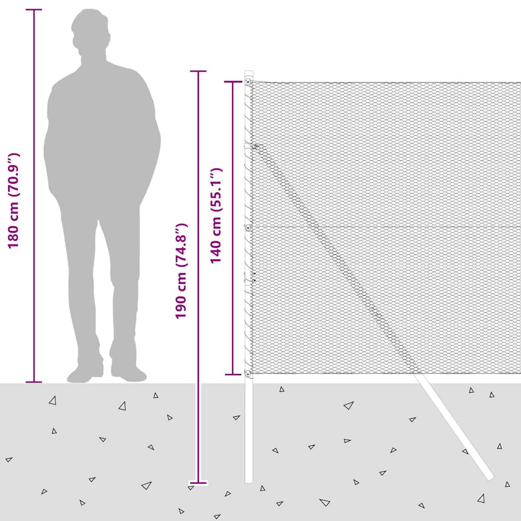 Sukladni osnovni dodatak za hexagonalnu ogradu 50 x 1,4 m Siva