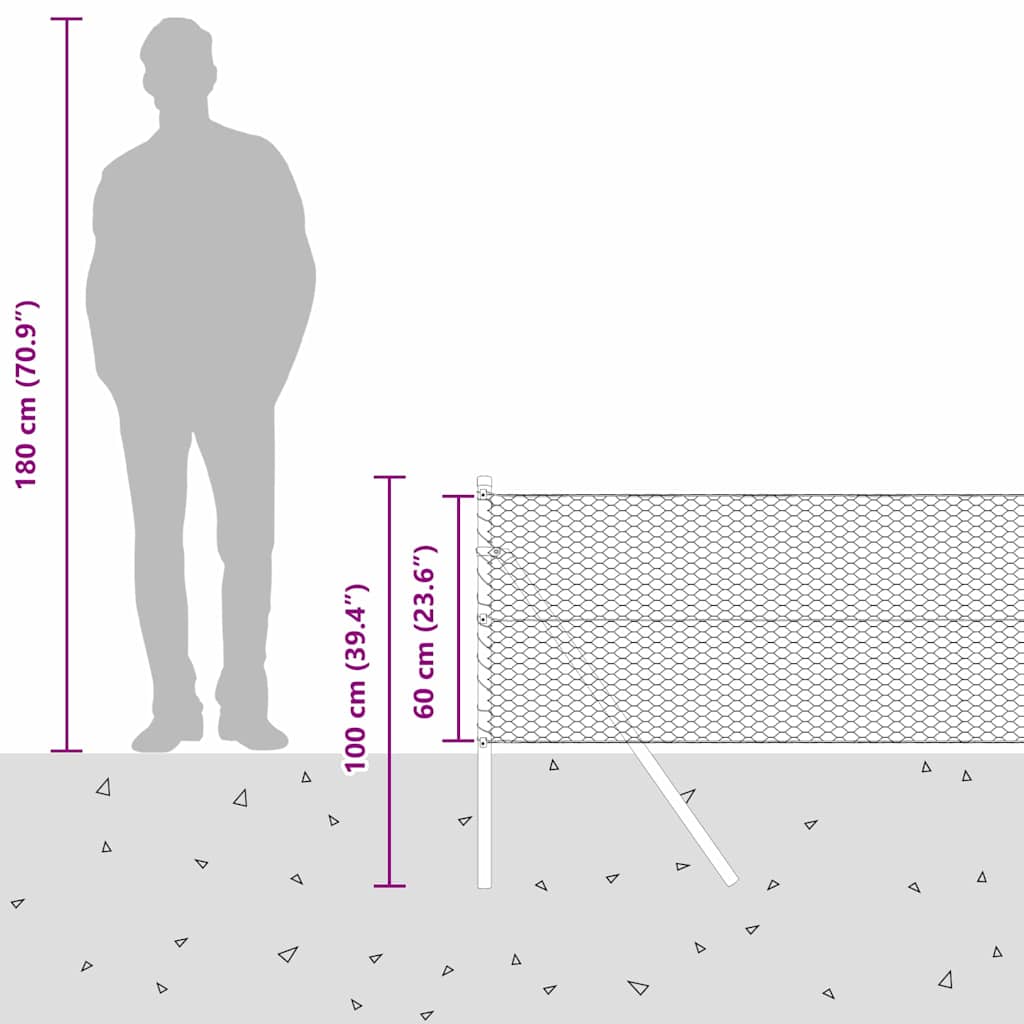 Sukladni osnovni dodatak za hexagonalnu ogradu 100 x 0,6 m Siva