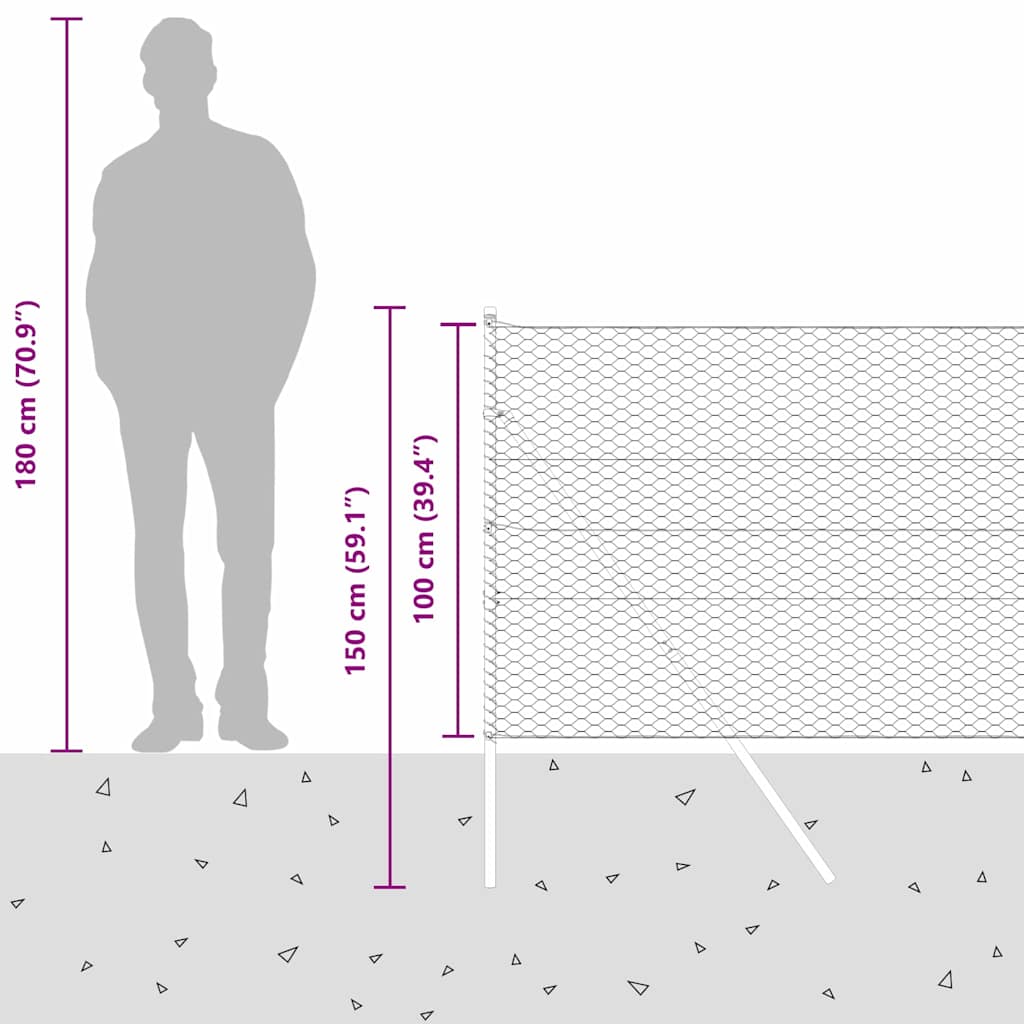 Sukladni osnovni dodatak za hexagonalnu ogradu 100 x 1 m Siva
