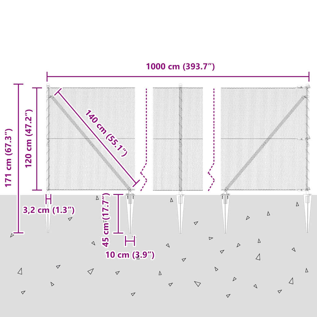 Heksagonalna ograda s stubom 10 x 1,2 m Čelik premazan PVC-om