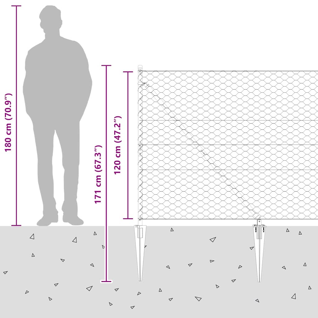 Heksagonalna ograda s stubom 10 x 1,2 m Čelik premazan PVC-om