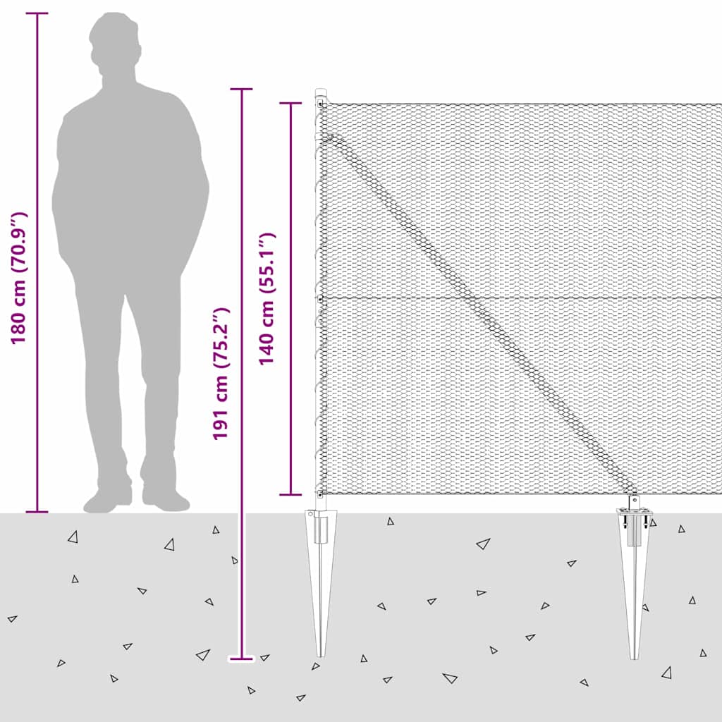 Heksagonalna ograda s stubom 10 x 1,4 m Čelik premazan PVC-om