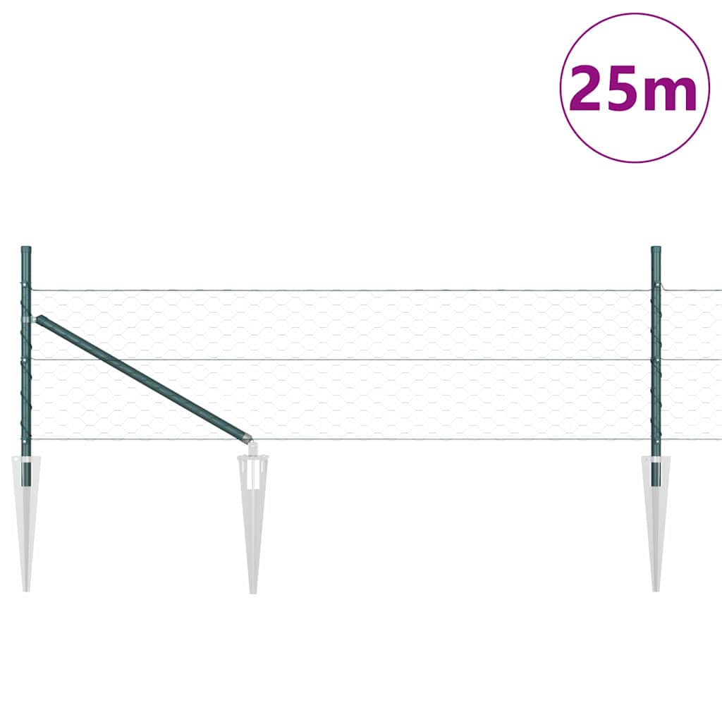 Heksagonalna ograda s stubom 25 x 0,5 m Čelik premazan PVC-om